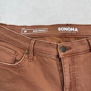 Sonoma Goods For Life Girlfriend Jeans Womens 8P Brown Cognac Petite Pants